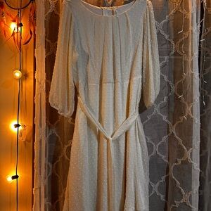 NY Collection Cream Long Sleeve Dress